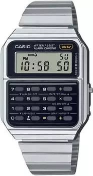 Цифровые часы CASIO Vintage Series с функцией расчета 8 цифр, унисекс, металлический браслет, серебристый, модель Overseas [Casio] CA-500WE-1A [Товар]