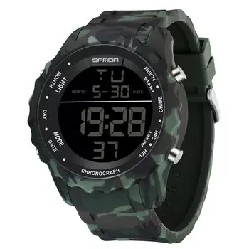 Цифровые часы для мужчин, многофункциональные, наручные, водонепроницаемые спортивные часы, в комплекте с секундомером, силиконовый ремешок, обеспечивает видимость в темноте,