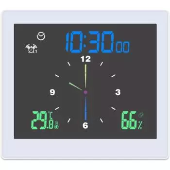 Цифровые часы для ванной комнаты Водонепроницаемый датчик температуры и гигрометр ЖК-дисплей Верхний/нижний предел Двойной будильник с функцией повтора Будильник с обратным отсчетом чёрный