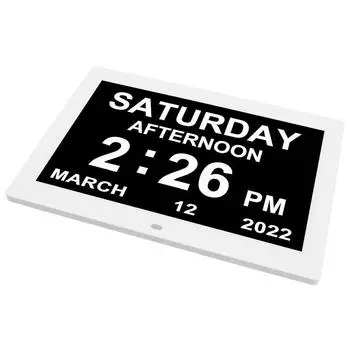 Цифровые часы-календарь 12 дюймов с датой и днем, напоминанием о приеме 3 лекарств, 12 настраиваемых будильников для US Plug