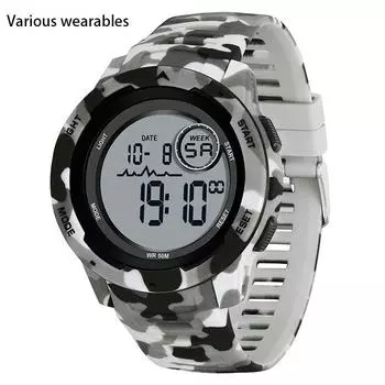 Цифровые часы камуфляж военный тренд крутые мужские часы будильник многофункциональные электронные часы