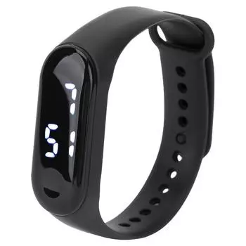 Цифровые часы LED Белый свет Дисплей Пластиковое зеркало Электронный механизм Силиконовый ремешок Спорт