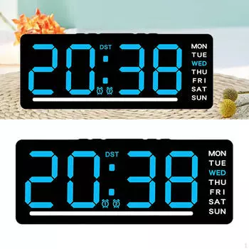Цифровые часы настольные подарки с температурой легко читаемые настенные светодиодные для гостиной Blue Number