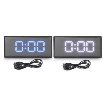 Цифровые часы с энергосберегающей подсветкой, светодиодный зеркальный цифровой дисплей, электронный будильник для общежития White