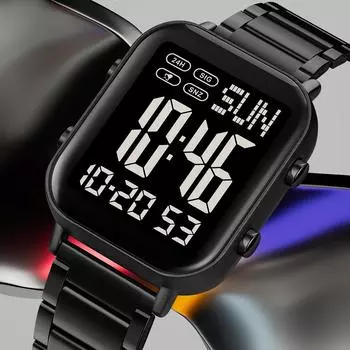 Цифровые часы SKMEI для мужчин и женщин, водонепроницаемые наручные часы на глубине 30 м с подсветкой, точность измерения 1/100 секунды Black серебряный