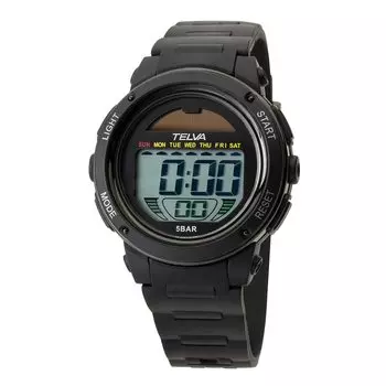 Цифровые часы Solar Rechargeable Urethane Belt Black [Clefa] Мужские TE-D192-BK чёрный