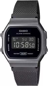Цифровые часы Standard Kids Mesh Metal Band Black Overseas Model [Casio] A168WEMB-1B Мужские Женские [Товар]