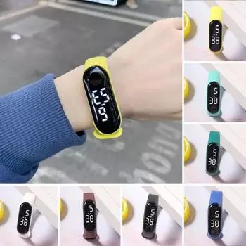 Цифровые часы Водонепроницаемые светодиодные цифровые наручные часы с сенсорным управлением Спортивные часы с мягким силиконовым ремешком Большой циферблат Четкий дисплей для студентов