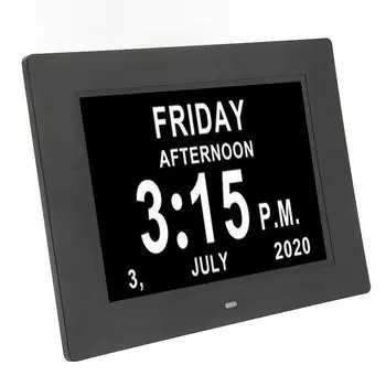 Цифровые дневные часы 7 дюймов с автоматической регулировкой яркости и будильником с несокращенным указанием года и месяца для пожилых людей US Plug