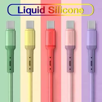 Цифровые кабели Быстрая зарядка Зарядное устройство USB-C Провод для передачи данных Кабель для быстрой зарядки Жидкий силиконовый кабель 1m розовый