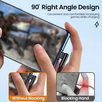 Цифровые кабели USB-кабель для быстрой зарядки под углом 90 градусов для iPhone, iPad и других устройств — совместим с iPhone 14/13/12/11/X/8/7/7Plus/6/6S/5 100cm чёрный