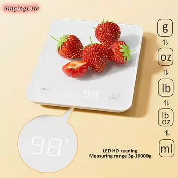 Цифровые кухонные весы 1 г Высокоточные светодиодные электронные весы с Bluetooth Бытовая кулинария Выпечка Измерительные инструменты чёрный