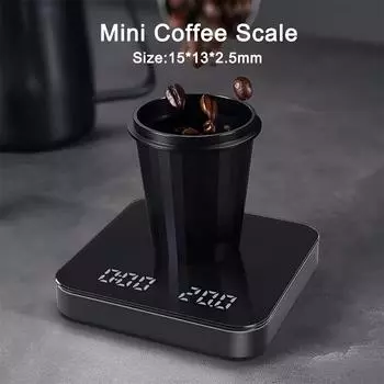 Цифровые кухонные весы для кофе, высокоточные перезаряжаемые домашние электронные весы с таймером, нержавеющая сталь, умные весы для граммов 3Kg 0.1g чёрный