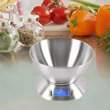 Цифровые кухонные весы с чашей 11 фунтов/5 кг, портативные многофункциональные весы для взвешивания овощей