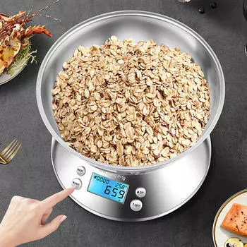 Цифровые кухонные весы с чашей, 5 кг/1 г, высокоточные кофейные весы, портативный дисплей,