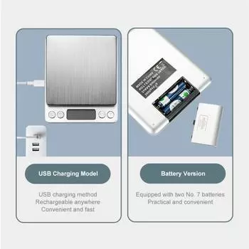 Цифровые кухонные весы Точные электронные весы для кофе и кухни Малые 30000.1g серебряный