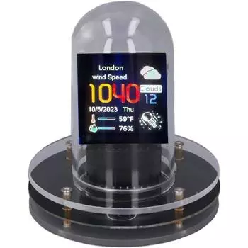 Цифровые ламповые часы с ЖК-экраном RGB, отображением погоды, простой настройкой, поддержкой калибровки времени, настольным декором чёрный