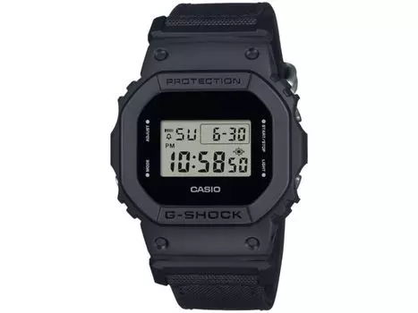 Цифровые мужские часы CASIO G-SHOCK DW-5600BCE-1JF с черным ремешком из эко-ткани CORDURA, НОВЫЕ