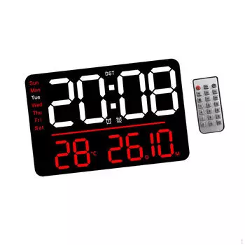 Цифровые настенные часы-будильник с большим декором и большим светодиодным экраном для спальни отеля Red Light