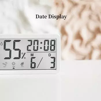 Цифровые настенные часы на батарейках с температурой, влажностью, датой, комфортом, настольные часы 12/24 ч. ЖК-часы для гостиной, домашнего декора 20X8X2cm белый