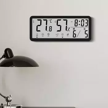 Цифровые настенные часы на батарейках с температурой, влажностью, датой, комфортом, настольные часы 12/24 ч. ЖК-часы для гостиной, домашнего декора 20X8X2cm белый