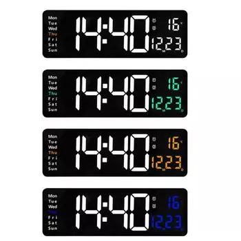 Цифровые настенные часы с 10 настройками яркости, пульт дистанционного управления, большой экран, простые настенные светодиодные часы синий