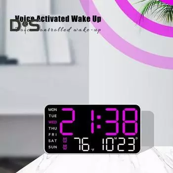 Цифровые настенные часы с большим дисплеем, автоматическим затемнением, простой настройкой, температурным календарем, таймером обратного отсчета, бесшумные подвесные часы W оранжевый