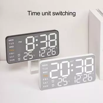 Цифровые настенные часы с дистанционным управлением, большой дисплей, многофункциональные, 12/24-часовой, светодиодные, цифровые A чёрный