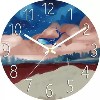 Цифровые настенные часы с низким уровнем шума, 30 см/12 дюймов. Настенные часы с облачным небом. Кварцевые часы. Тихие, бесшумные, простые часы для домашнего декора. Детская комната. Cloudy Sky