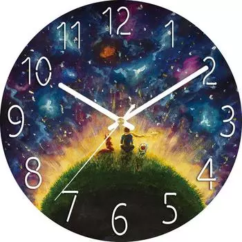 Цифровые настенные часы с низким уровнем шума, 30 см/12 дюймов Настенные часы со звездным небом Кварцевые часы Тихие бесшумные простые часы для домашнего декора Детская комната Starry Sky