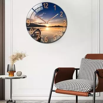 Цифровые настенные часы с низким уровнем шума, 30 см/12 дюймов Настенные часы с послесвечением заката Кварцевые часы Тихие бесшумные простые часы для домашнего декора Детская комната Sunset Afterglow