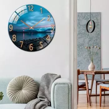 Цифровые настенные часы с низким уровнем шума, 30 см/12 дюймов Настенные часы с морским рифом Кварцевые часы Тихие бесшумные простые часы для домашнего декора Детская комната Seaside Reef