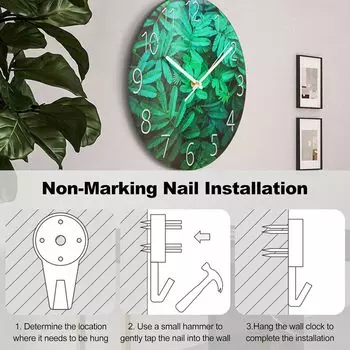 Цифровые настенные часы с низким уровнем шума, 30 см/12 дюймов, настенные часы с зеленой травой, кварцевые часы, тихие, бесшумные, простые часы для домашнего декора, детская комната Green Grass