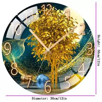 Цифровые настенные часы с низким уровнем шума, 30 см/12 дюймов, настенные часы с деревом богатства, кварцевые часы, тихие, бесшумные, простые часы для домашнего декора, детская комната Wealth Tree