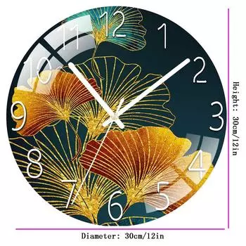 Цифровые настенные часы с низким уровнем шума, 30 см/12 дюймов, настенные часы с листьями, кварцевые часы, тихие, бесшумные, простые часы для домашнего декора, детская комната Leaf