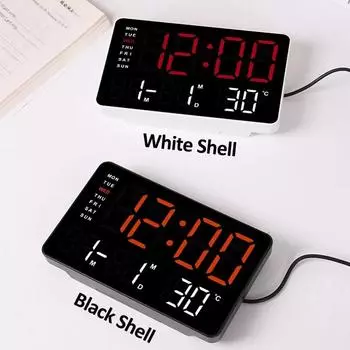 Цифровые настенные часы с питанием от USB, недельным автоматическим затемнением, 3 будильника, таймер с функцией повтора, настольные часы 12/24 ч, электронные светодиодные будильники
