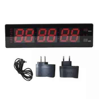 Цифровые настенные часы со светодиодной подсветкой, почасовой сигнал, бесшумный сбой в питании, память, 8 сигналов тревоги, дисплей температуры, красный, большой EU Plug 100?240V