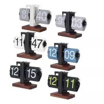 Цифровые перекидные настольные часы 12 часов односторонние на батарейках ретро механические автоматические перекидные часы Black Frame White Pages