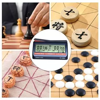 Цифровые шахматные часы с ЖК-экраном ABS International Checkers Timer для настольных игр и шахмат темно-синий