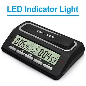 Цифровые шахматные часы, таймер для шахматной игры со светодиодным индикатором, 39 предустановленных систем времени для международного чёрный