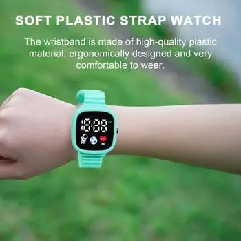 Цифровые светодиодные электронные часы, большой квадратный экран, точное время, мягкий удобный ремешок, модные часы-космонавт мятный зеленый