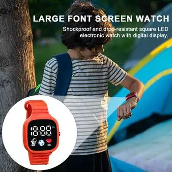 Цифровые светодиодные электронные часы, большой квадратный экран, точное время, мягкий удобный ремешок, модные часы-космонавт