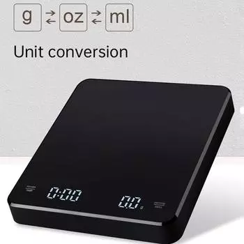 Цифровые весы для кофе с таймером, светодиодным экраном, эспрессо, USB, макс. 3 кг, вес 0,1 г, высокоточные измерения в унциях/мл/г, кухонные весы 3Kg чёрный