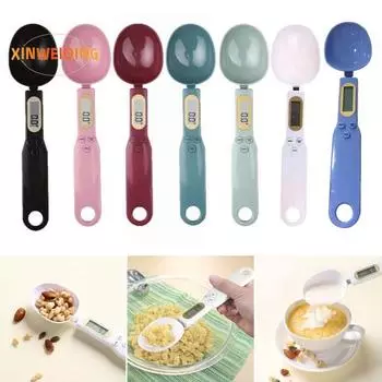 Цифровые весы для ложек с отверстием для подвешивания, ЖК-дисплей, пищевой пластик, измерение 0,1-500 г чёрный