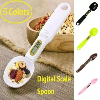 Цифровые весы для ложек, ЖК-дисплей, кухонные весы для ложек, 500 г/0,1 г, электронные мерные весы для ложек чёрный