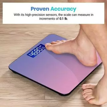 Цифровые весы для ванной комнаты с температурой, высокоточные весы для веса тела с ЖК-дисплеем с подсветкой, дизайн с закругленным углом, 181,44 кг, 3 единицы измерения веса