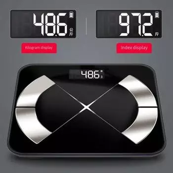 Цифровые весы для ванной комнаты, синхронизация с мобильным приложением, электронные весы для тела, высокоточные весы для измерения жира с USB Charging чёрный