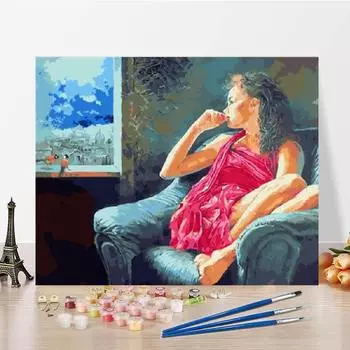 Цифры на холсте, картина маслом, цифровая картина маслом, сделай сам, картина по номерам, украшение дома, искусство 40x50cm no frame
