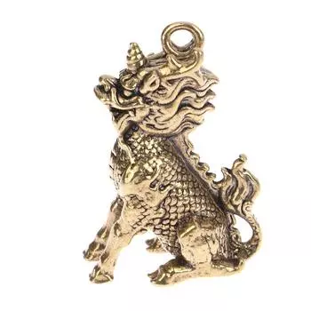 Цилинь Удача Животное Фэншуй Винтажная Статуэтка Статуэтка Богатство Латунный Декор Процветание Китайский Стиль Орнамент