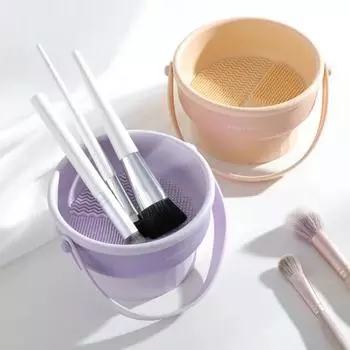 Цилиндр для хранения кистей для ногтей, сушилка для инструментов, миска для чистки кистей, коробка для чистки, моечная машина для мытья кистей для макияжа, артефакт фиолетовый